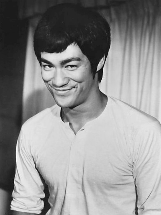 Photo of martial artist and actor Bruce Lee from the film "Fists of Fury," 1973