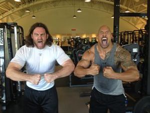 Philadelphia Eagle's Offensive Guard Evan Mathis (left) and Dwayne "The Rock" Johnson (right), 2012