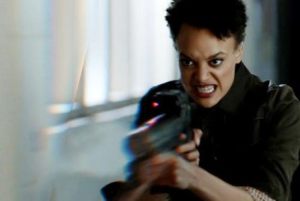 Actress Britne Oldford as Allison Regan in Australian sci fi drama Hunters